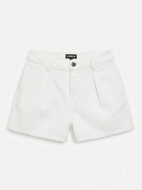 EXPRESS White Super High Rise Pleated Denim Shorts Size Small S